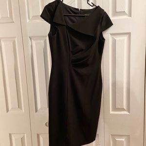 Black Asymmetric cap sleeve cocktail dress
